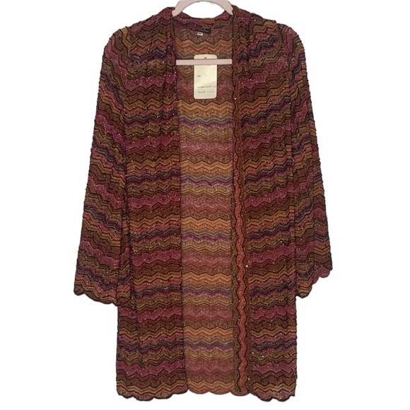 Marina Multicolored Zig Zag Fully Beaded Duster NWT - Picture 2 of 16